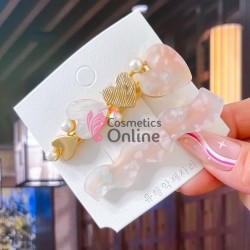 Clema pentru par metalica AGF014DD - Auriu cu inimoare, Set 2 bucati